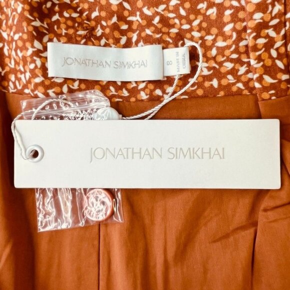 Jonathan Simkhai Lillian Shorts Size 8 Linen Blend in Cayenne Abstract Floral - Picture 9 of 15